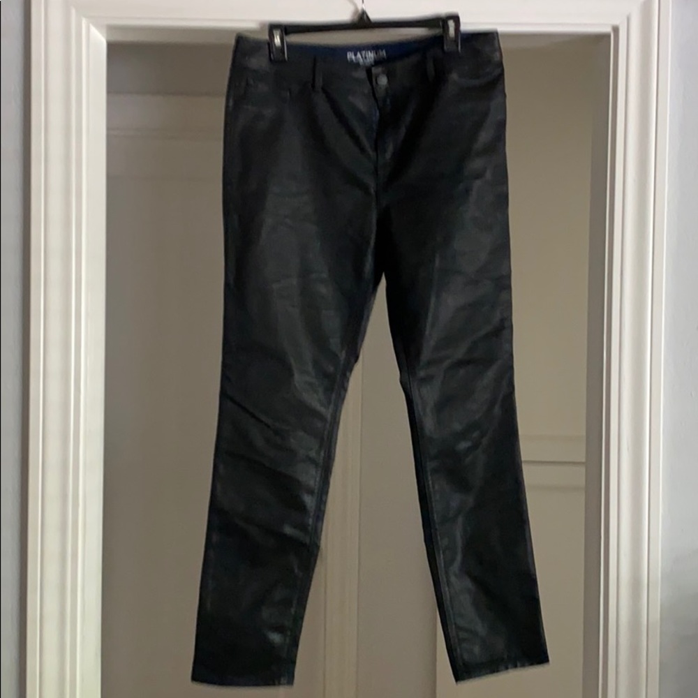 Chico’s Faux Leather stretchy jegging.